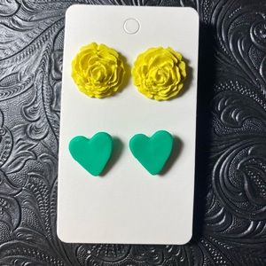 Yellow rose clay earrings
